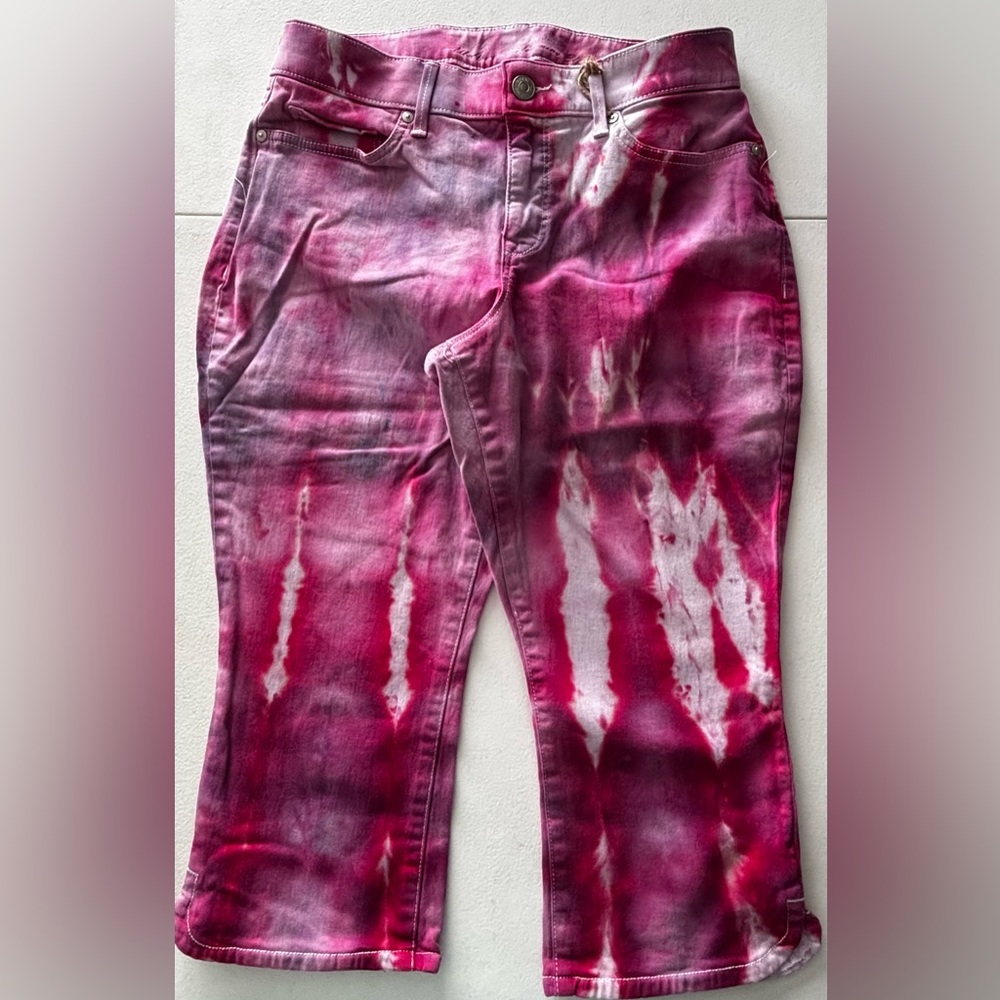Gloria Vanderbilt Pink and White Tie-Dye Pants